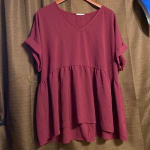 Chic Soul Maroon Babydoll Top